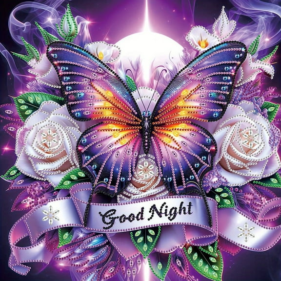 5D DIY Diamond Painting Kit, Butterfly Pattern Home Decor Handicraft, Complete Tool Kit Included, 15.7x15.7in