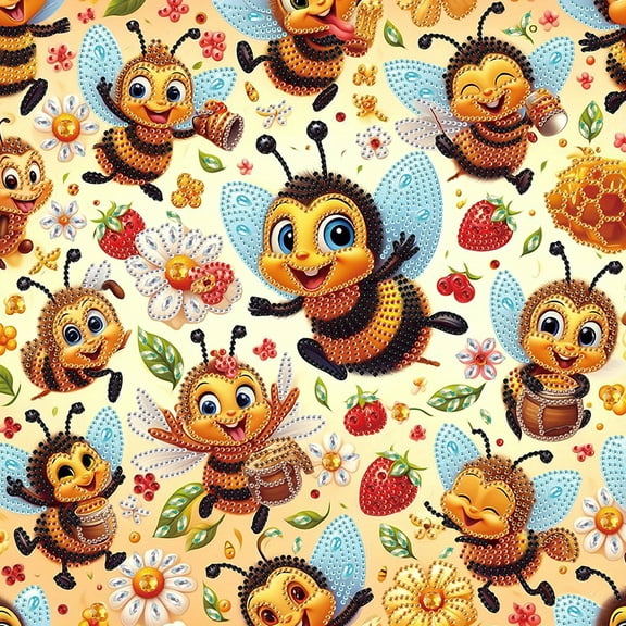 5D DIY Diamond Painting Kit, Cheerful Bee Pattern Home Decor Craft, Complete with Tools, 15.7x15.7in