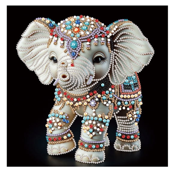 5D DIY Diamond Painting Kit, Colorful Elephant Special Shape Diamond Handmade Creative Artwork, for Home Office Decor and Holiday Gifts