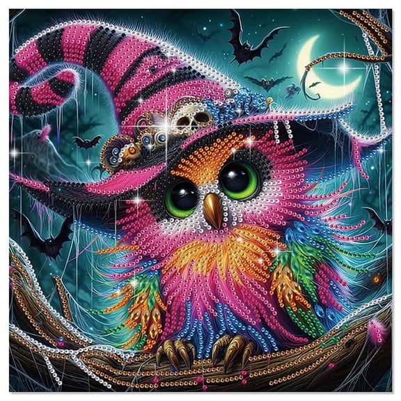 5D DIY Diamond Painting Kit Colorful Owl Theme Unique Diamond Shapes Handcrafted Artwork for Beginners and Adults Perfect for Home Wall Decor and Holiday Gifts