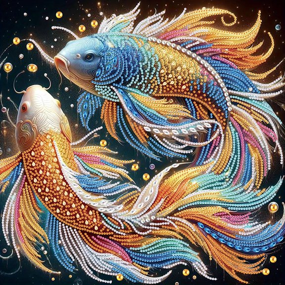 5D DIY Diamond Painting Kit, Colourful Goldfish Pattern Home Decor Craft, Includes Full Set of Tools 15.7x15.7in