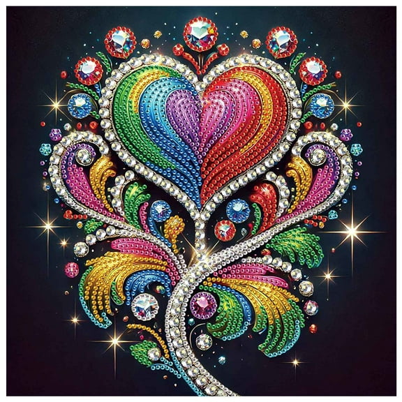 5D DIY Diamond Painting Kit Colourful Heart-Shaped Special Design Creative Diamond Artwork Suitable for Home and Office Decor, Festive Gifts