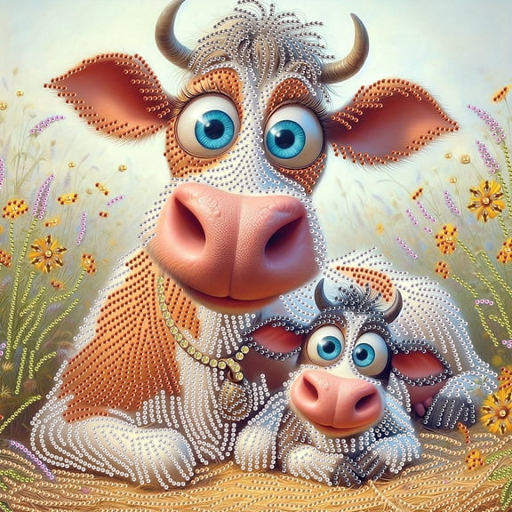 5D DIY Diamond Painting Kit, Cow Pattern Home Decor Handicraft, Complete Tool Kit Included, 15.7x15.7in