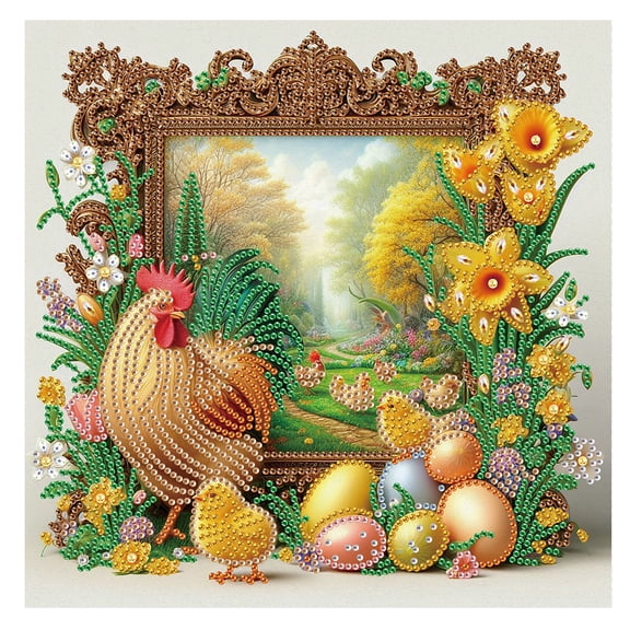 5D DIY Diamond Painting Kit Creative Artwork Featuring Chicks and Flowers in Unique Shapes Perfect for Home or Office Decor, Holiday Gifts