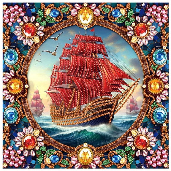 5D DIY Diamond Painting Kit Dream Ship Sails Creative Handicraft for Home Wall Decor, Birthday or Christmas Gift