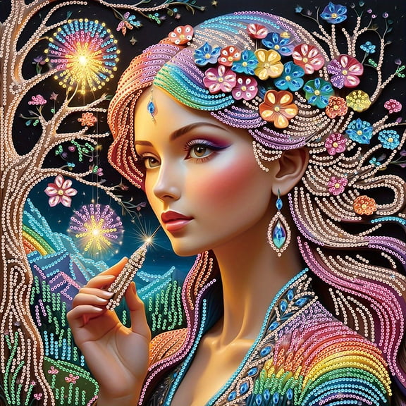 5D DIY Diamond Painting Kit, Elegant Lady Design Home Decor Craft, Includes Full Set of Tools, 15.7x15.7in