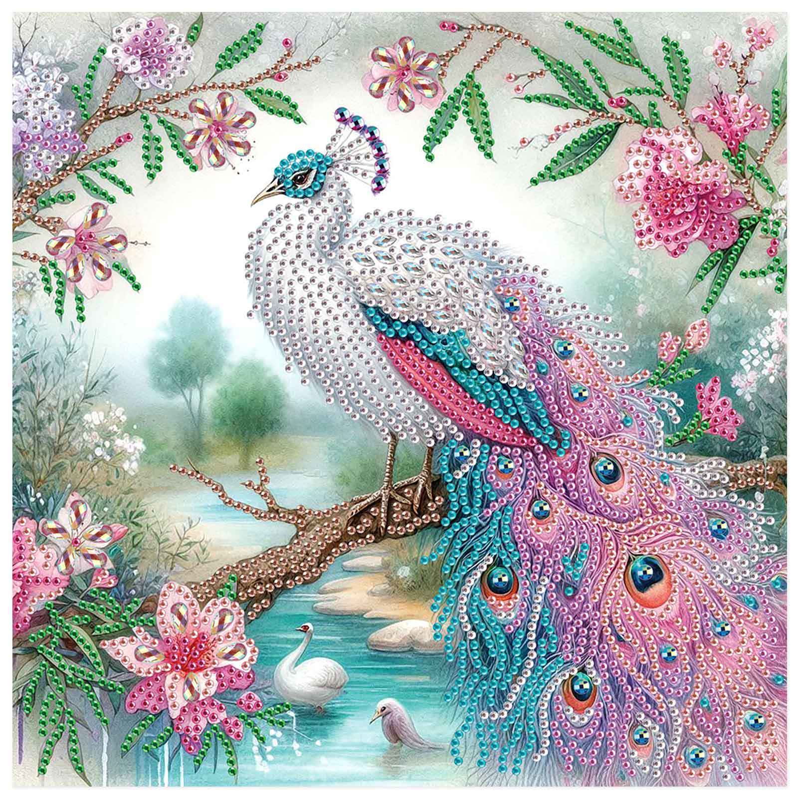 YSCOLOR Diamond Painting 5D Fai Da Te: Kit Quadro Pavone, Tela 30x40cm Con Diamanti Rotondi, Penna E Vassoio, Anti-stress E Regalo Creativo