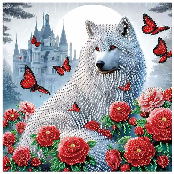 5D DIY Diamond Painting Kit Floral Fox Creative Handicraft for Home Wall Decor, Birthday or Christmas Gift