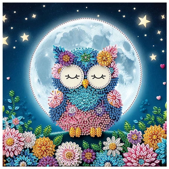 5D DIY Diamond Painting Kit Floral Owl Creative Diamond Art Perfect for Home and Office Decor Ideal Holiday Gift Choice