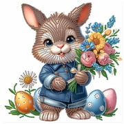 5D DIY Diamond Painting Kit Floral Rabbit Creative Handicraft for Home Wall Decor, Birthday or Christmas Gift