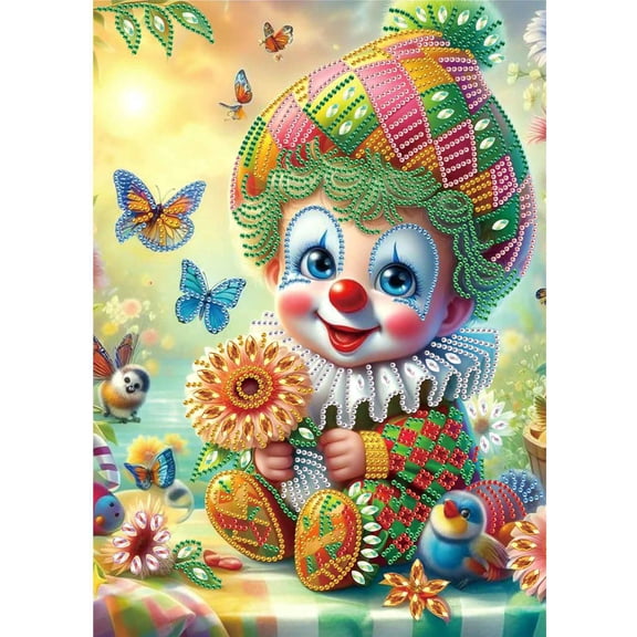 5D DIY Diamond Painting Kit Flower Clown Special Shape Creative Diamond Craft Suitable for Home & Office Decor, Festive Gifts 11.8 x 15.7 inches
