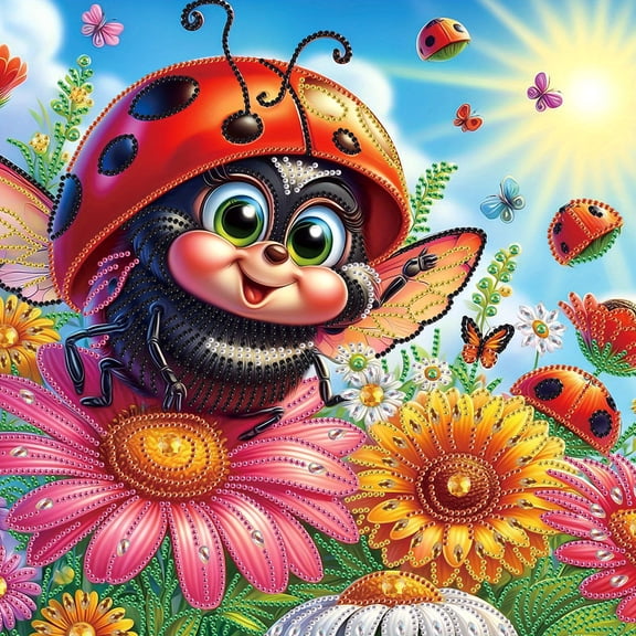 5D DIY Diamond Painting Kit, Flower and Bee Pattern Home Decor Handicraft, Complete Tool Kit Included, 15.7x15.7in