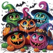 5D DIY Diamond Painting Kit Funky Halloween Pumpkin Special Diamond Shapes Handmade Artwork Suitable for Beginners and Adults For Home Wall Decor and Holiday Gifts