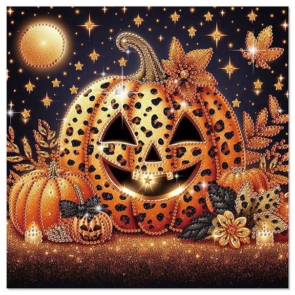 5D DIY Diamond Painting Kit Happy Pumpkin Theme Unique Diamond Shapes Handcrafted Artwork for Beginners and Adults Perfect for Home Wall Decor and Holiday Gifts