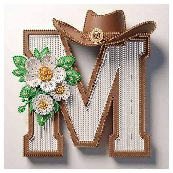 5D DIY Diamond Painting Kit Hat, Flower, Letter M Special Shape Creative Diamond Craft Suitable for Home & Office Decor, Festive Gifts