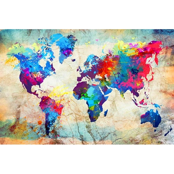 5D DIY Diamond Painting Kit "Map" Round Diamond Art Crafts for Adults, Suitable for Wall Decoration, Bedroom and Home Decoration