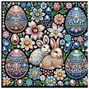 5D DIY Diamond Painting Kit, Rabbit Egg Handmade Creative Artwork for Home Wall Decor Easter Gift
