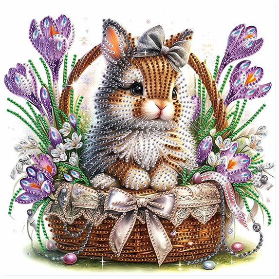 Diamond Dot Rabbit 5D DIY Diamond Painting Kit Rabbit and Flower Creative Handicraft ...