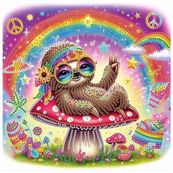 5D DIY Diamond Painting Kit, Rainbow Sloth Handmade Creative Artwork for Home Wall Decor and Holiday Gifts