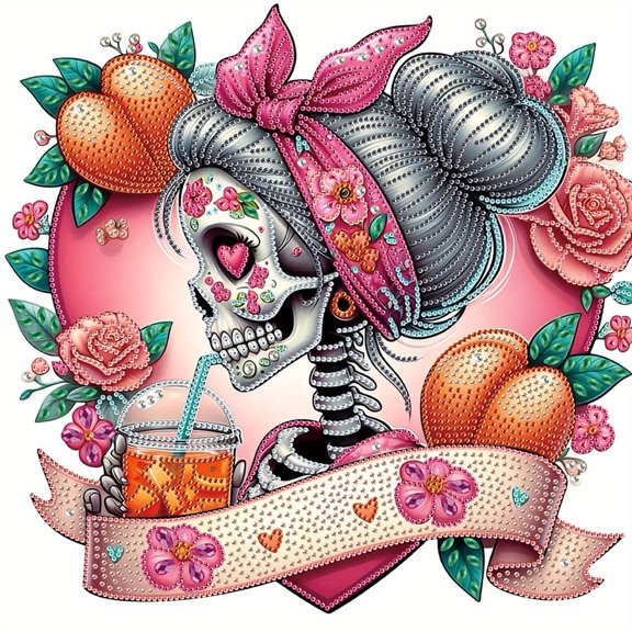 5D DIY Diamond Painting Kit, Skull Pattern Home Decor Handicraft, Complete Tool Kit Included, 15.7x15.7in