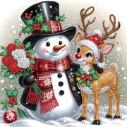 5D DIY Diamond Painting Kit Snowman Christmas Reindeer with Unique Diamond Shapes Handcrafted Artwork Ideal for Beginners and Adults Perfect for Home Wall Decor and Holiday Gifts
