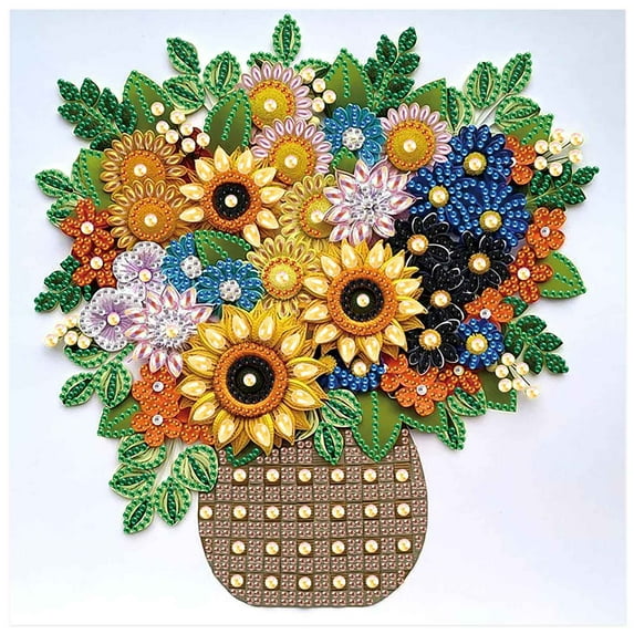 5D DIY Diamond Painting Kit Sunflower Bouquet Special Shape Creative Diamond Craft Suitable for Home and Office Decor, Festive Gifts