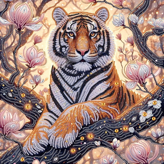 5D DIY Diamond Painting Kit, Tiger Pattern Home Decor Handicraft, Complete Tool Kit Included, 15.7x15.7in
