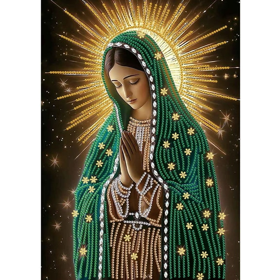 5D DIY Diamond Painting Kit Virgin Mary Creative Diamond Craftwork Suitable for Home and Office Decor, Festive Gifts 11.8 x 15.7 in