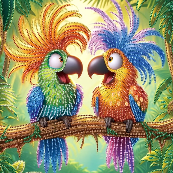 5D DIY Diamond Painting Kit, Whimsical Bird Pattern Home Decor Handicraft, Complete Tool Kit Included, 15.7x15.7in