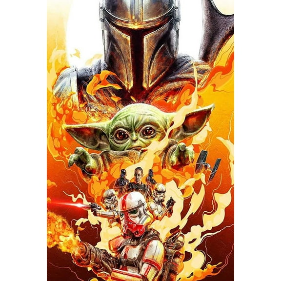 5D DIY Diamond Painting Kits for Adults Kids, Baby Yoda Full Drill Embroidery Cross Stitch Crystal Rhinestone Paintings Pictures Arts Wall Decor Painting Dots Kits 12x16 in