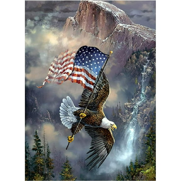 5D DIY Diamond Painting Kits for Adults Kids Eagle American Flag Full Drill Embroidery Cross Stitch Crystal Rhinestone Paintings Pictures Arts Wall Decor Painting Dots Kits