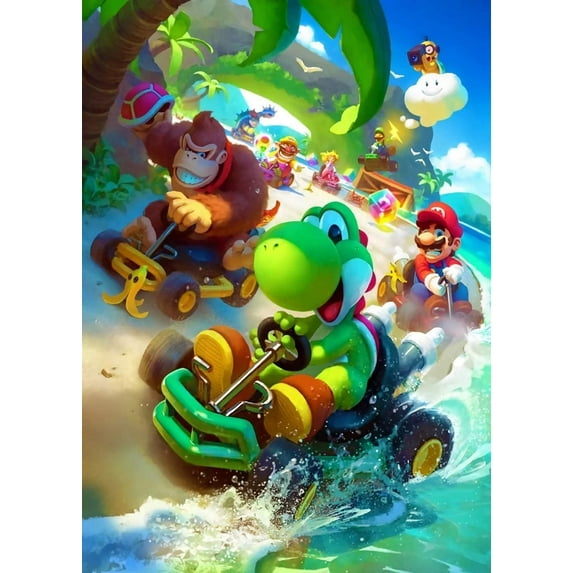 5D DIY Diamond Painting Kits for Adults Kids, Mario Full Drill Embroidery Cross Stitch Crystal Rhinestone Paintings Pictures Arts Wall Decor Painting Dots Kits 12x16 in