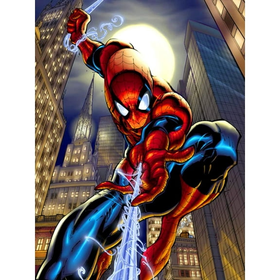 5D DIY Diamond Painting Kits for Adults,Round Full Drill Resin Beads Diamond Dots Art Craft Set,Spiderman,12x16inch