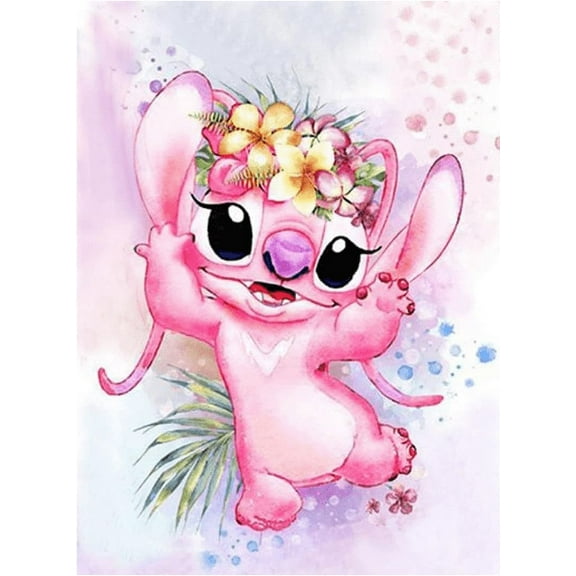 5D DIY Diamond Painting Kits for Adults,Round Full Drill Resin Beads Diamond Dots Art Craft Set,Stitch,12x16inch