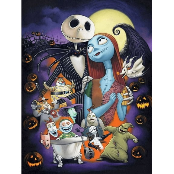 5D DIY Diamond Painting Kits for Adults,Round Full Drill Resin Beads Diamond Dots Art Craft Set,The Nightmare Before Christmas,12x16inch
