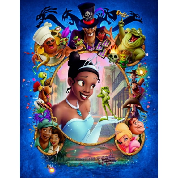 5D DIY Diamond Painting Kits for Adults,Round Full Drill Resin Beads Diamond Dots Art Craft Set,The Princess and the Frog,12x16inch