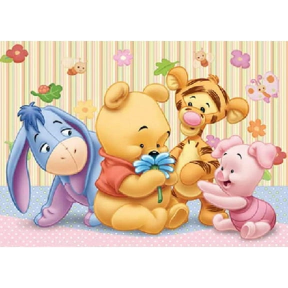 5D DIY Diamond Painting Kits for Adults,Round Full Drill Resin Beads Diamond Dots Art Craft Set,Winnie the Pooh,12x16inch
