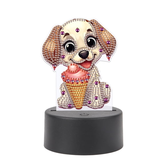 5D DIY Diamond Painting LED Light Kit Cheerful Puppy Personalised Decorative Night Light Suitable for Home Decor and Gift Ideas