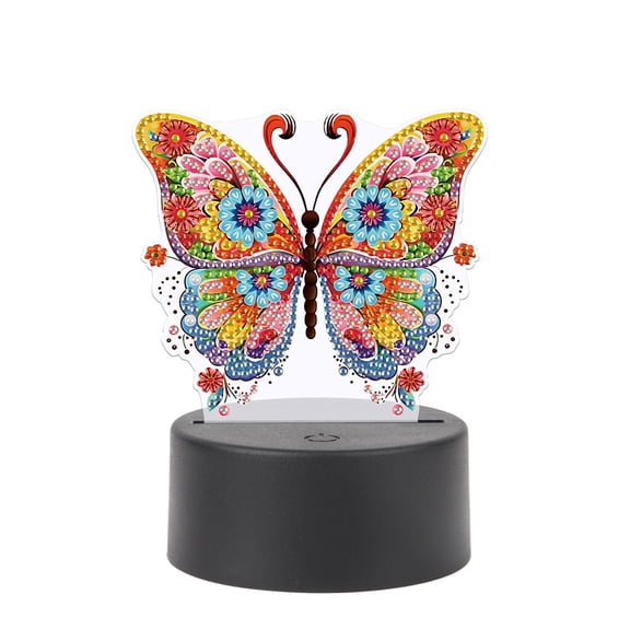 5D DIY Diamond Painting LED Light Kit Colourful Butterfly Personalised Decorative Night Light Suitable for Home Decor and Gift Ideas