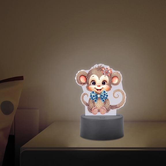 5D DIY Diamond Painting LED Light Kit Monkey Personalised Decorative Night Light Suitable for Home Decor and Gift Ideas
