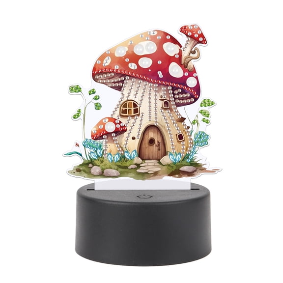 5D DIY Diamond Painting LED Light Kit Mushroom Personalised Decorative Night Light Suitable for Home Decor and Gift Ideas