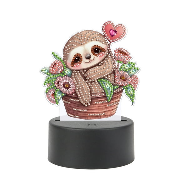 5D DIY Diamond Painting LED Light Kit Sloth-themed Personalised Decorative Night Light Suitable for Home Decor and Gift Ideas