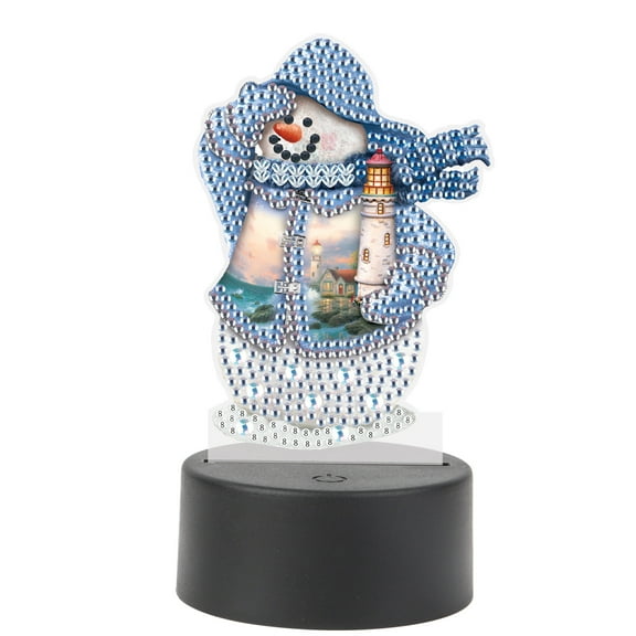 5D DIY Diamond Painting LED Light Kit Snowman Lampshade Personalised Decorative Night Light Suitable for Home Decor and Gift Ideas