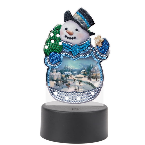 5D DIY Diamond Painting LED Light Kit Snowman Landscape Personalised Decorative Night Light Suitable for Home Decor and Gift Ideas