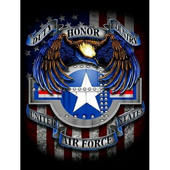 5D DIY Diamond Painting by Number Kits Air Force for Adults and Kids, Round Full Drill Rhinestone Cross Stitch Mosaic Art for Home Wall Decoration and Gift Option.
