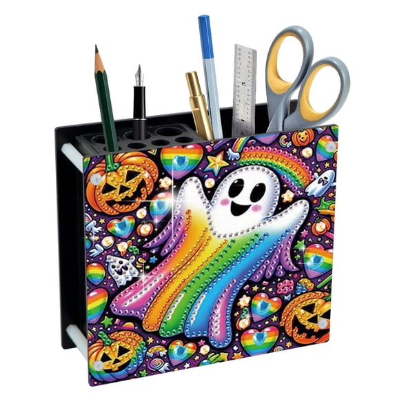 5D DIY Diamond Painting Pencil Holder Kit Halloween Ghost Theme Special Shape Design Artistic Home Decor and Gift Selection