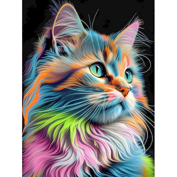 5D DIY Diamond Painting Set (Adults) - "Cat, Cute Cat" Beginner Diamond Art Set, Full Circle Diamond Crafts, Home Wall Decoration Gift