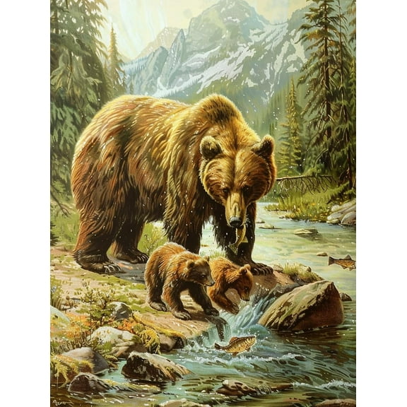 5D DIY Diamond Painting Set "Bear" Round Diamond Art Crafts for Adults, Suitable for Wall Decoration, Bedroom and Home Decoration