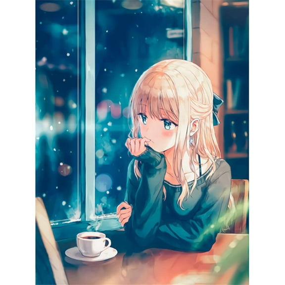 5D DIY Diamond Painting Set "Cartoon Japanese Anime Girl" Round Diamond Art Crafts for Adults, Suitable for Wall Decoration, Bedroom and Home Decoration