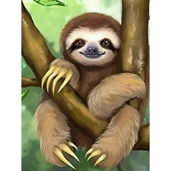 5D DIY Diamond Painting Set "Cute Sloth" Round Diamond Art Crafts for Adults, Suitable for Wall Decoration, Bedroom and Home Decoration